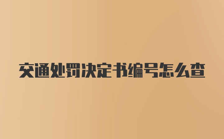 交通处罚决定书编号怎么查