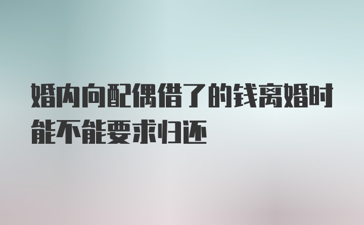 婚内向配偶借了的钱离婚时能不能要求归还