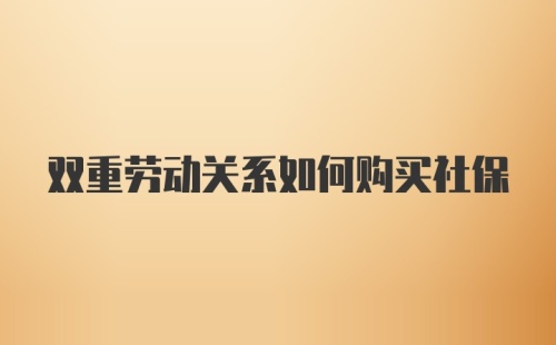 双重劳动关系如何购买社保