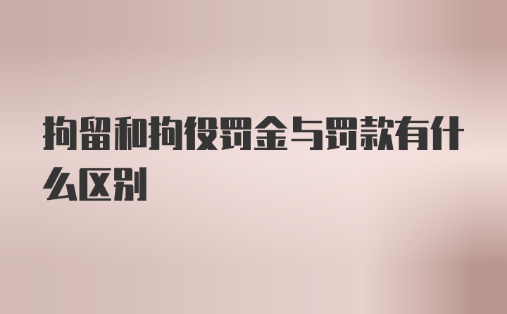 拘留和拘役罚金与罚款有什么区别