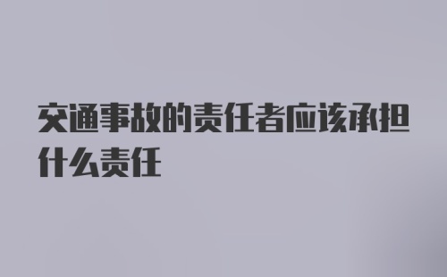 交通事故的责任者应该承担什么责任