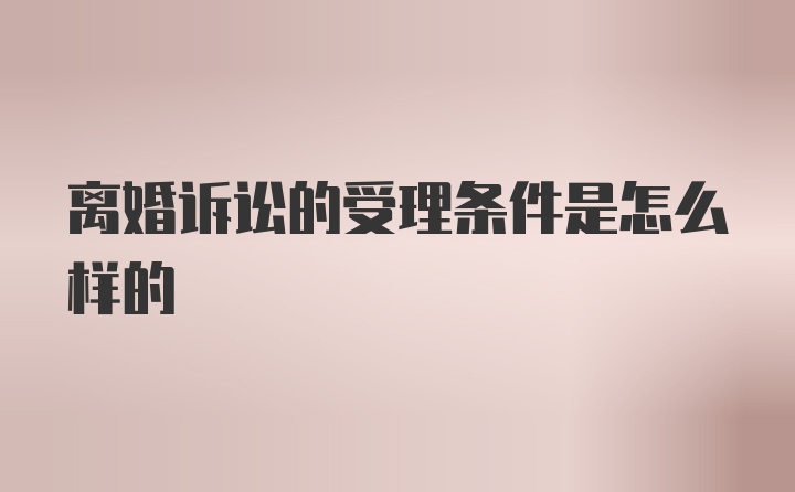 离婚诉讼的受理条件是怎么样的