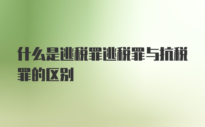 什么是逃税罪逃税罪与抗税罪的区别