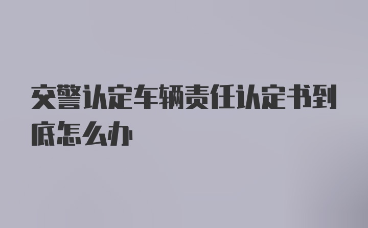 交警认定车辆责任认定书到底怎么办