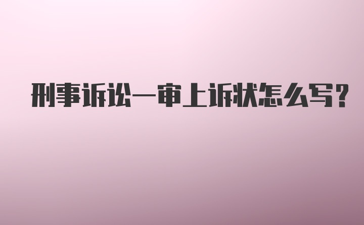 刑事诉讼一审上诉状怎么写？