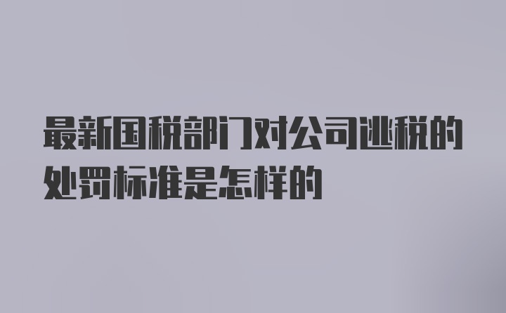 最新国税部门对公司逃税的处罚标准是怎样的