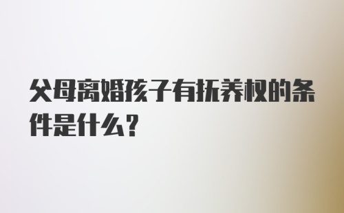 父母离婚孩子有抚养权的条件是什么?