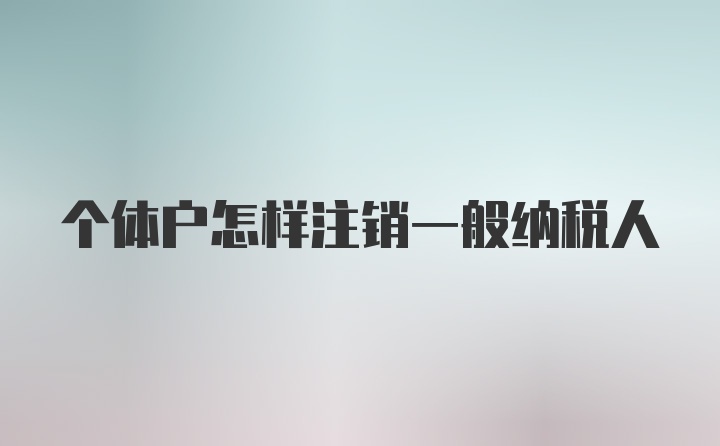 个体户怎样注销一般纳税人