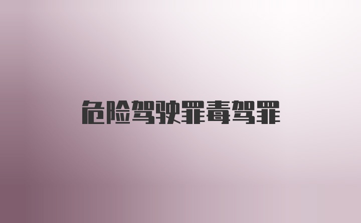 危险驾驶罪毒驾罪