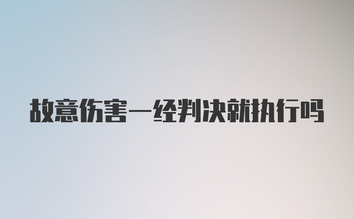 故意伤害一经判决就执行吗