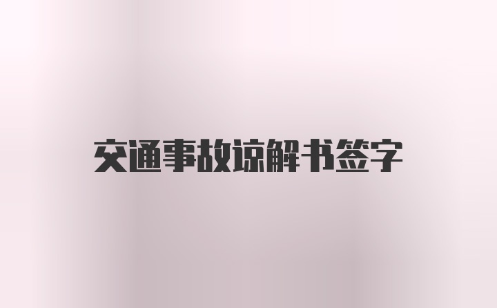 交通事故谅解书签字