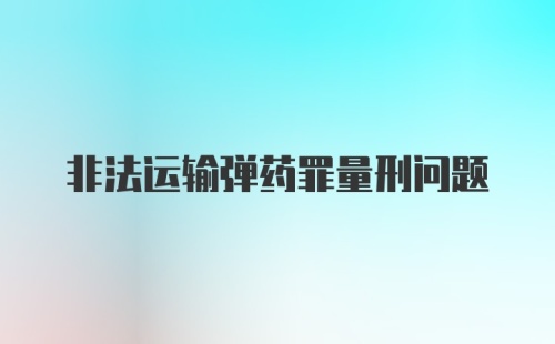 非法运输弹药罪量刑问题