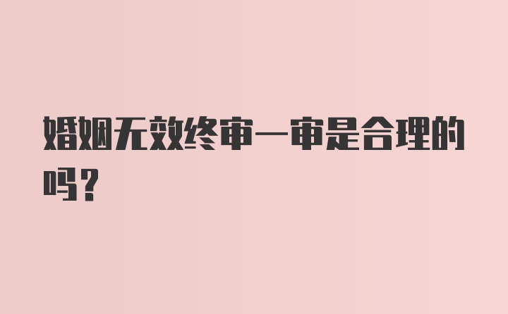 婚姻无效终审一审是合理的吗？