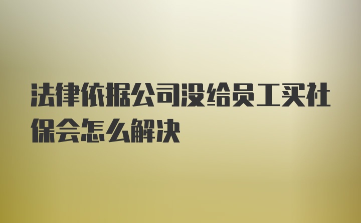 法律依据公司没给员工买社保会怎么解决