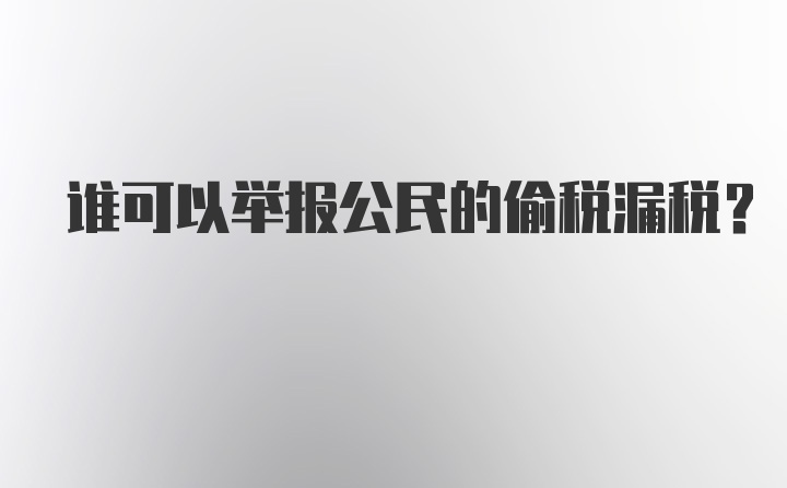 谁可以举报公民的偷税漏税？