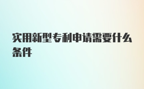 实用新型专利申请需要什么条件