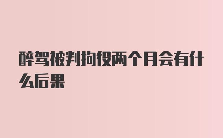 醉驾被判拘役两个月会有什么后果