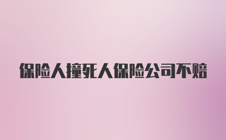 保险人撞死人保险公司不赔