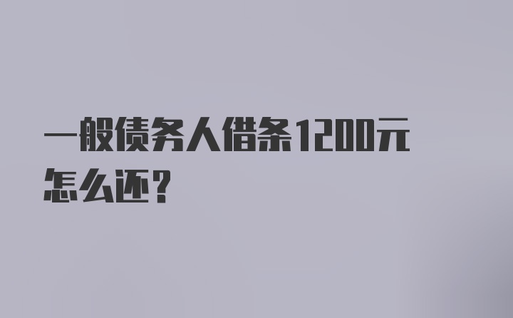 一般债务人借条1200元怎么还？