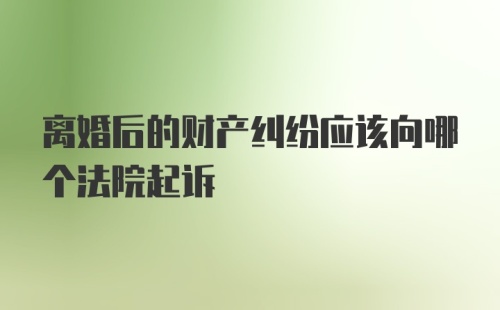 离婚后的财产纠纷应该向哪个法院起诉