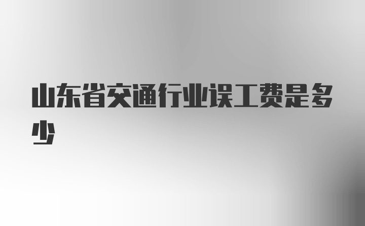 山东省交通行业误工费是多少