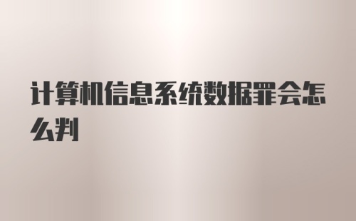 计算机信息系统数据罪会怎么判