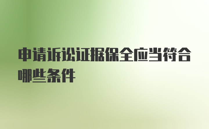 申请诉讼证据保全应当符合哪些条件