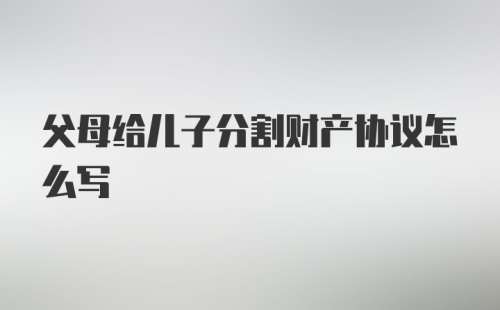 父母给儿子分割财产协议怎么写