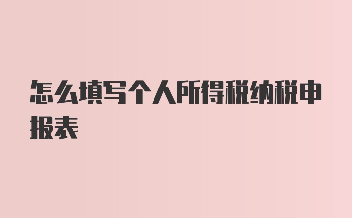 怎么填写个人所得税纳税申报表