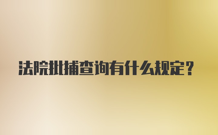 法院批捕查询有什么规定？