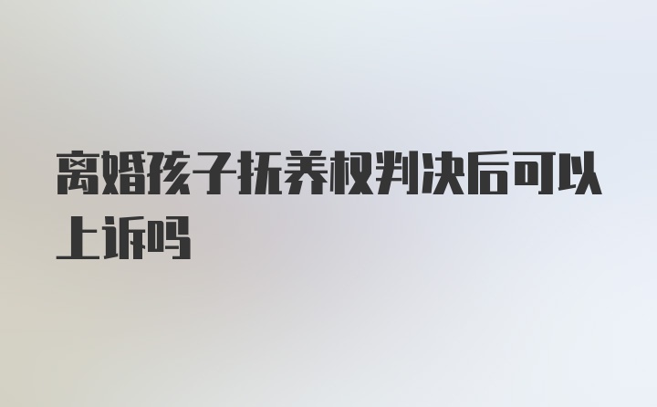 离婚孩子抚养权判决后可以上诉吗