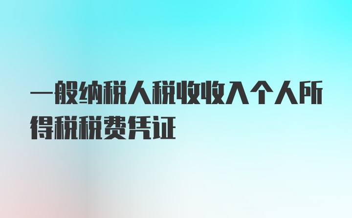 一般纳税人税收收入个人所得税税费凭证