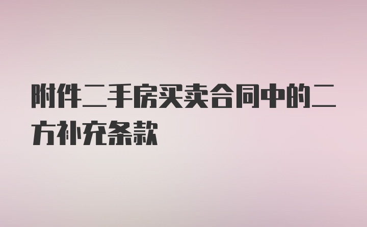 附件二手房买卖合同中的二方补充条款