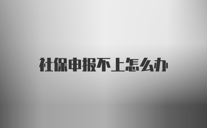 社保申报不上怎么办