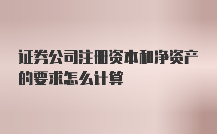 证券公司注册资本和净资产的要求怎么计算