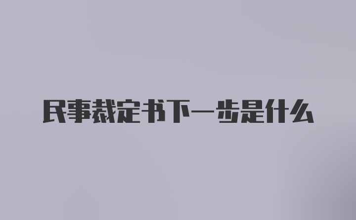 民事裁定书下一步是什么