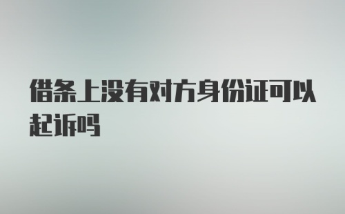 借条上没有对方身份证可以起诉吗