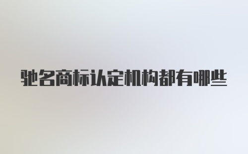 驰名商标认定机构都有哪些