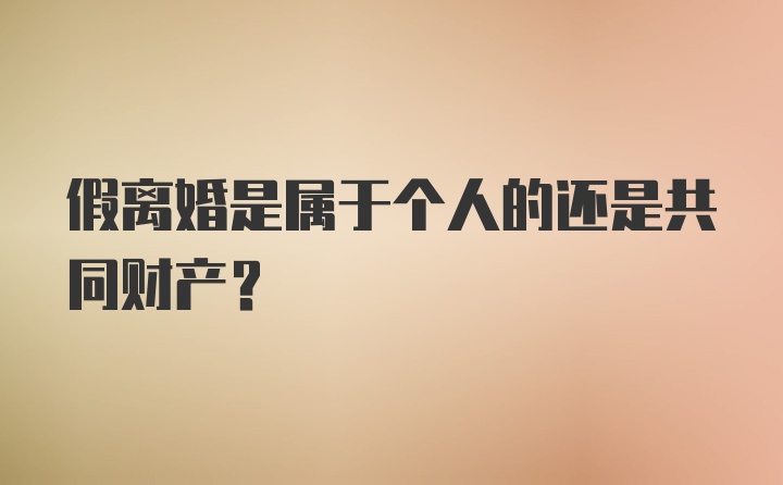 假离婚是属于个人的还是共同财产？