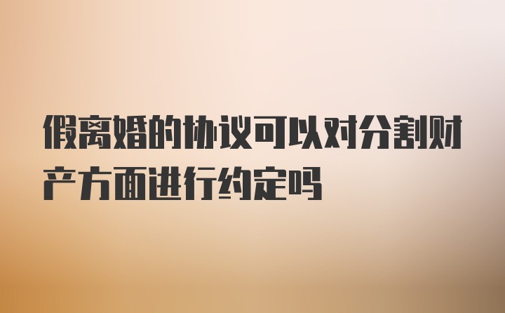 假离婚的协议可以对分割财产方面进行约定吗