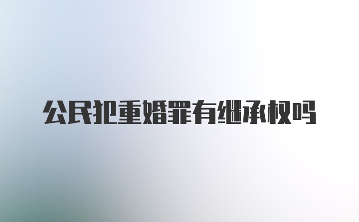 公民犯重婚罪有继承权吗