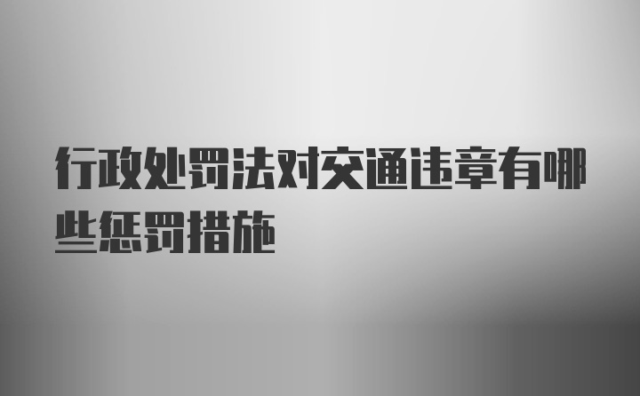 行政处罚法对交通违章有哪些惩罚措施