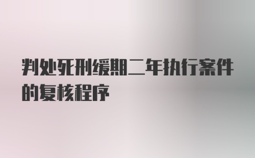 判处死刑缓期二年执行案件的复核程序