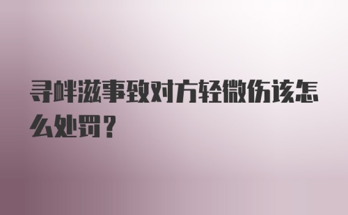 寻衅滋事致对方轻微伤该怎么处罚？