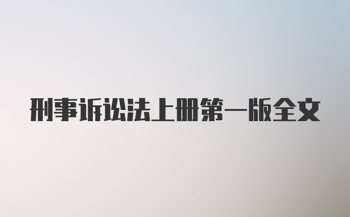 刑事诉讼法上册第一版全文