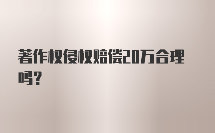 著作权侵权赔偿20万合理吗?