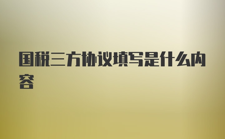 国税三方协议填写是什么内容