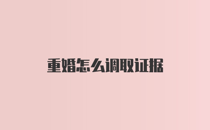 重婚怎么调取证据