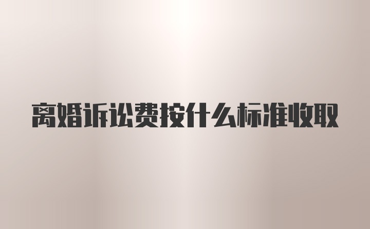 离婚诉讼费按什么标准收取