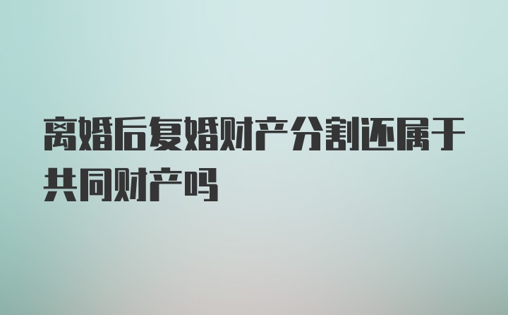 离婚后复婚财产分割还属于共同财产吗